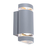 LED AUSSEN-WANDLEUCHTE Grau Metall - Grau, Glas (6.5/23.5/11cm)