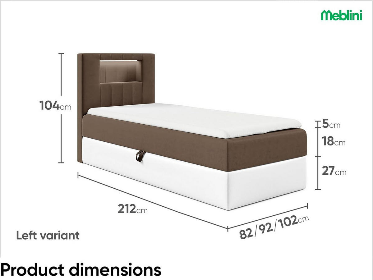 KINDERBETT GARETH 1 - Braun/Weiß, Holzwerkstoff (92/212cm) - Meblini