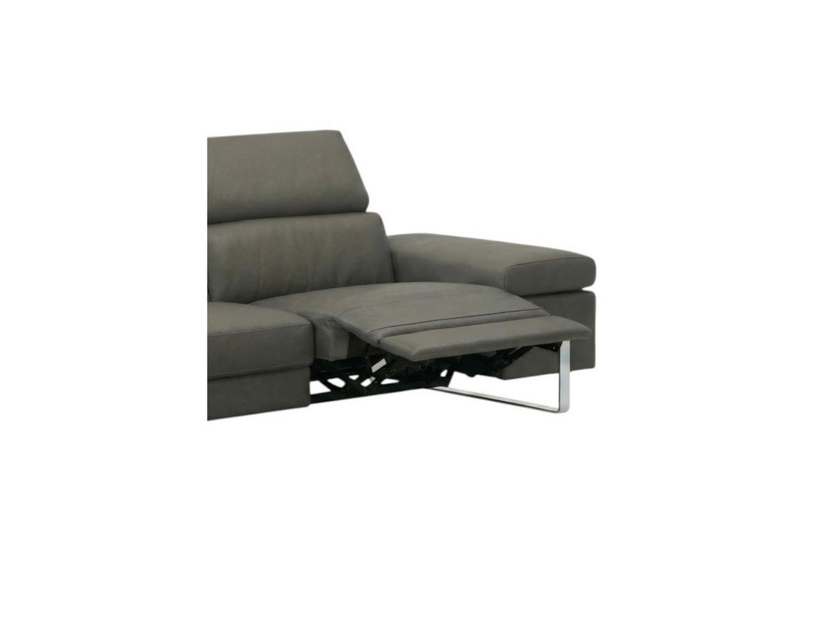 3-SITZER Sofa Opera Echtleder mit 1 x Relaxfunktion Greige - Greige, Leder/Metall (223/75/109cm)