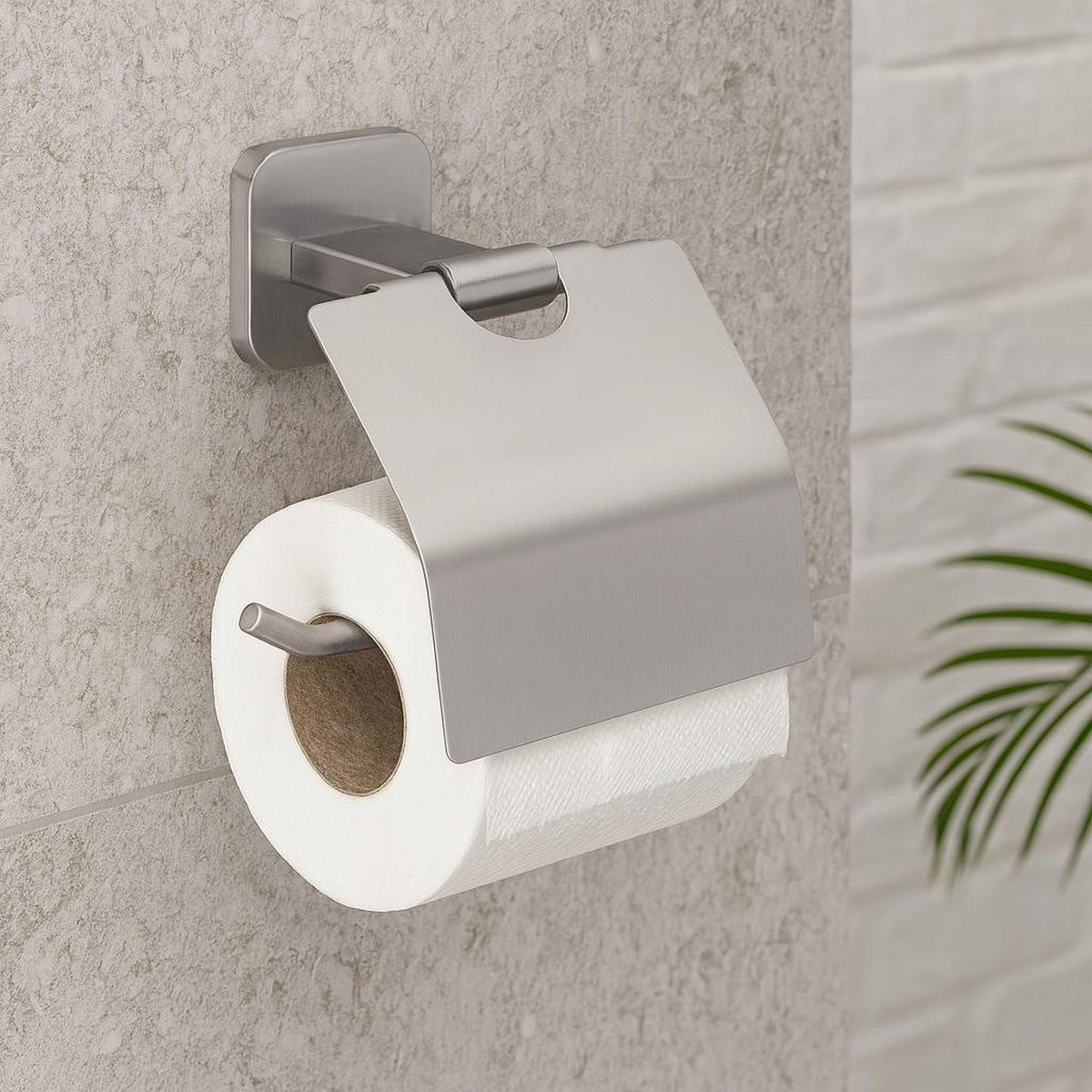 PAPIERHALTER mit Klappe Porto 6,5/14,5/13 cm - Silberfarben, Metall (14.5/13/6.5cm) - Wenko