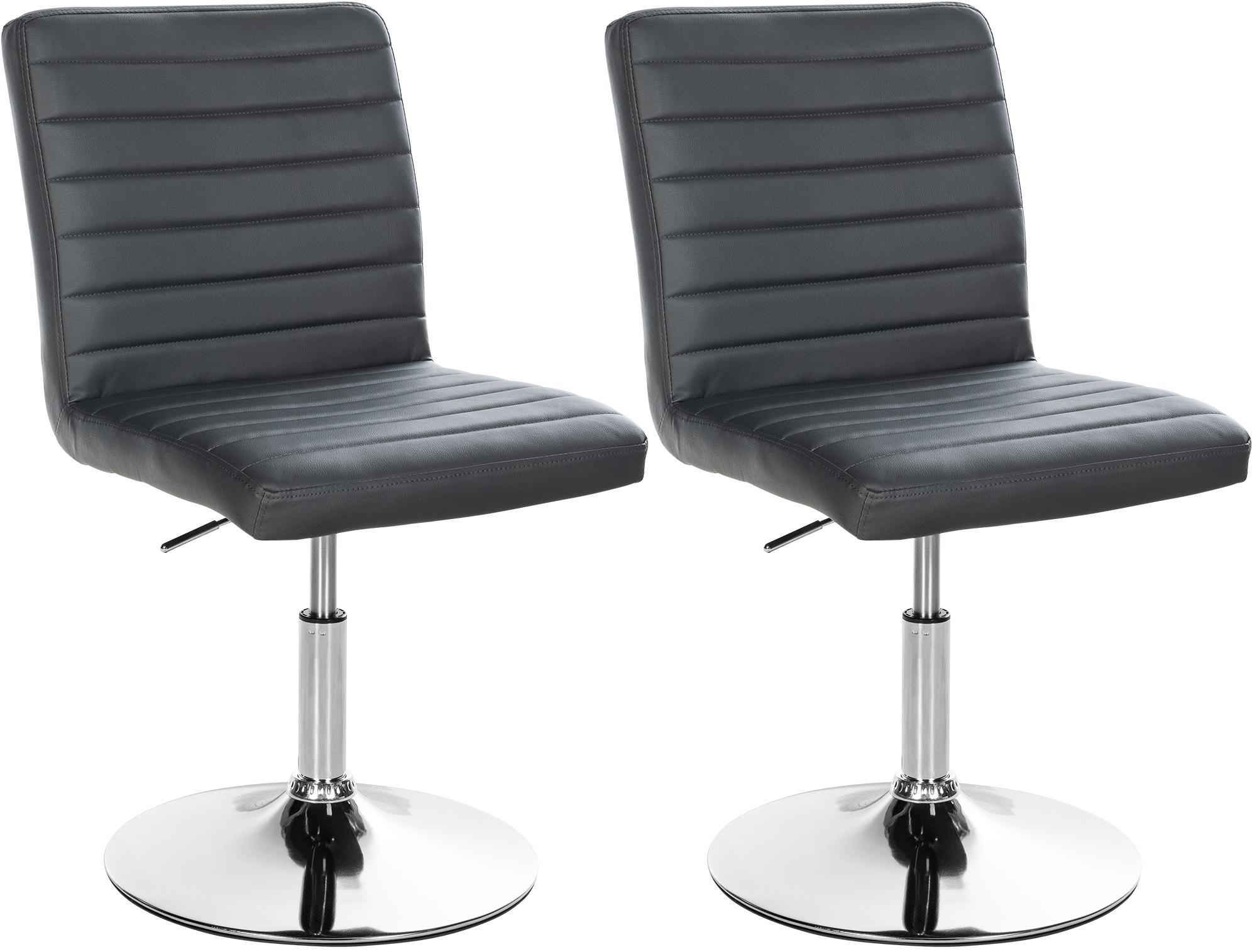 DREHSTUHL 2er Set Lederlook grau - Chromfarben/Grau, Textil/Metall (44/81/60cm) - CLP