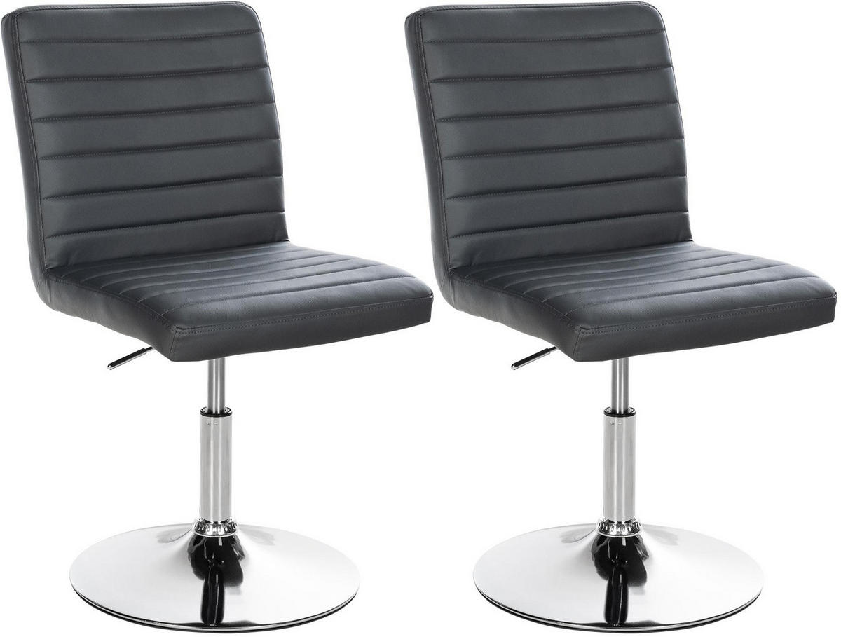 DREHSTUHL 2er Set Lederlook grau - Chromfarben/Grau, Textil/Metall (44/81/60cm) - CLP