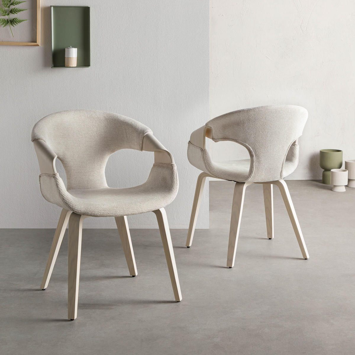 STUHL Formholz 55 x 56 x 80 cm beige POLSTERSTÜHLE #02 - Beige, Holz (55/80/56cm) - Massivmoebel24