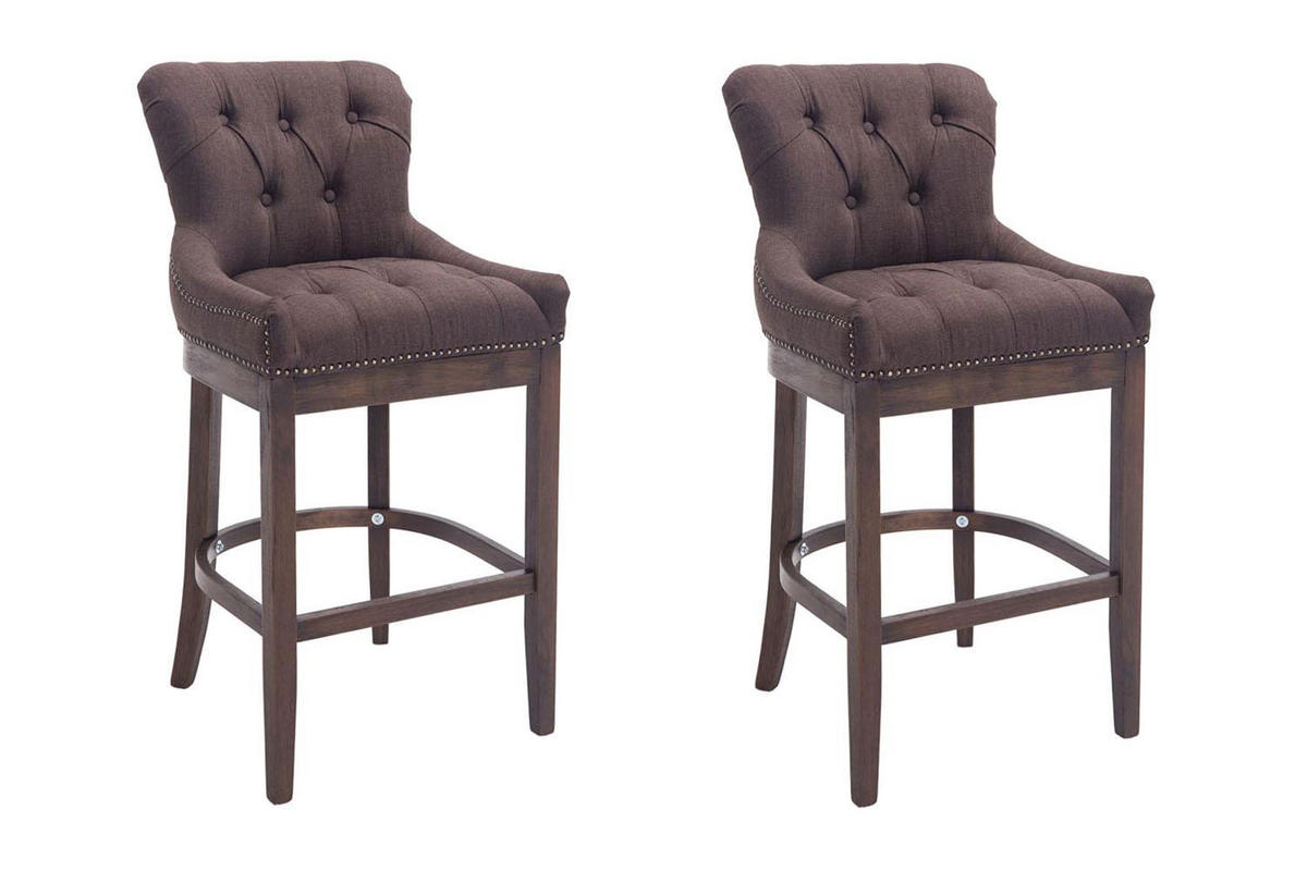 BARHOCKER 2er Set Stoff Braun - Braun, Holz/Textil (55/109/57cm) - CLP