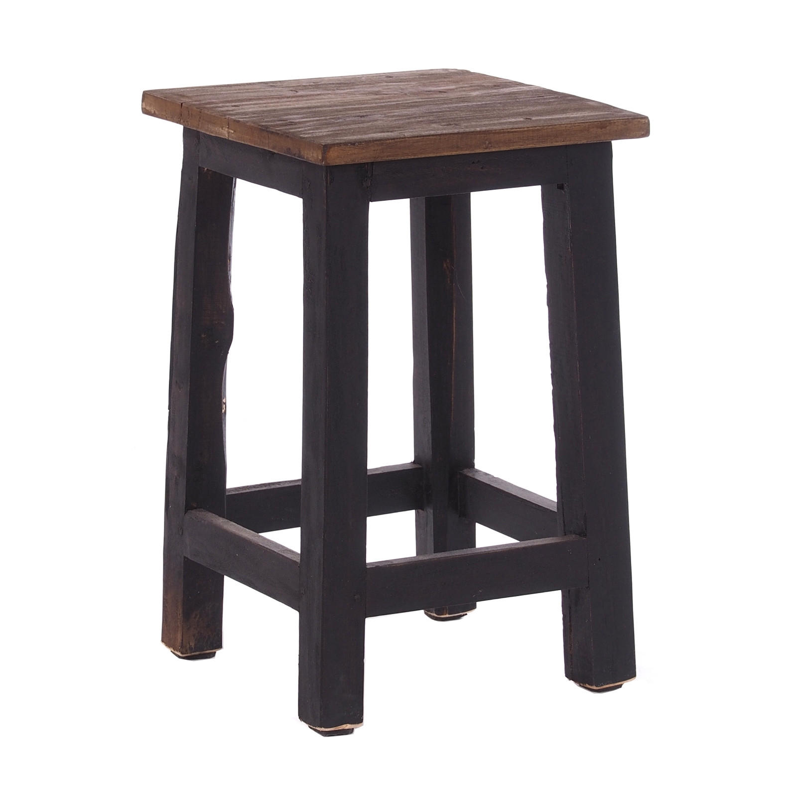 HOCKER MADERO Recyclingholz 04 schwarz-natur - Graubraun, Karton (30/48/30cm) - DESIGN DELIGHTS