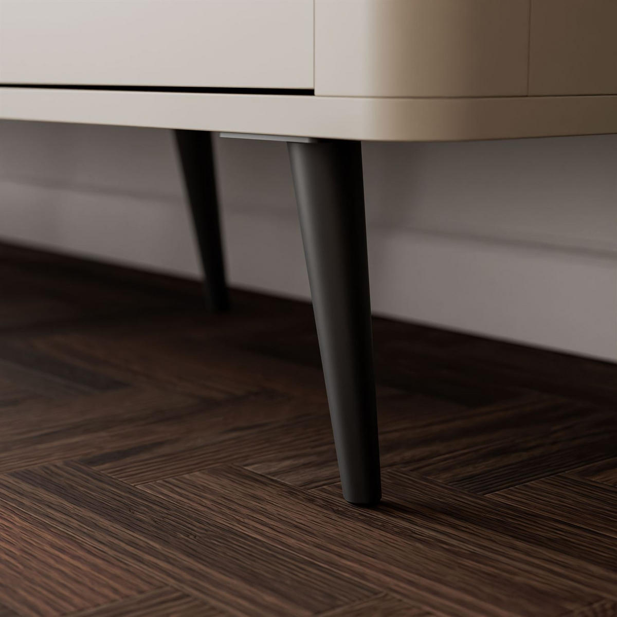 KOMMODE auf Füßen AUTUMN 2D1W mit Glasfront, Kaschmir / Grauer Stein - Beige, Holzwerkstoff (160/82/40cm) - Lookway