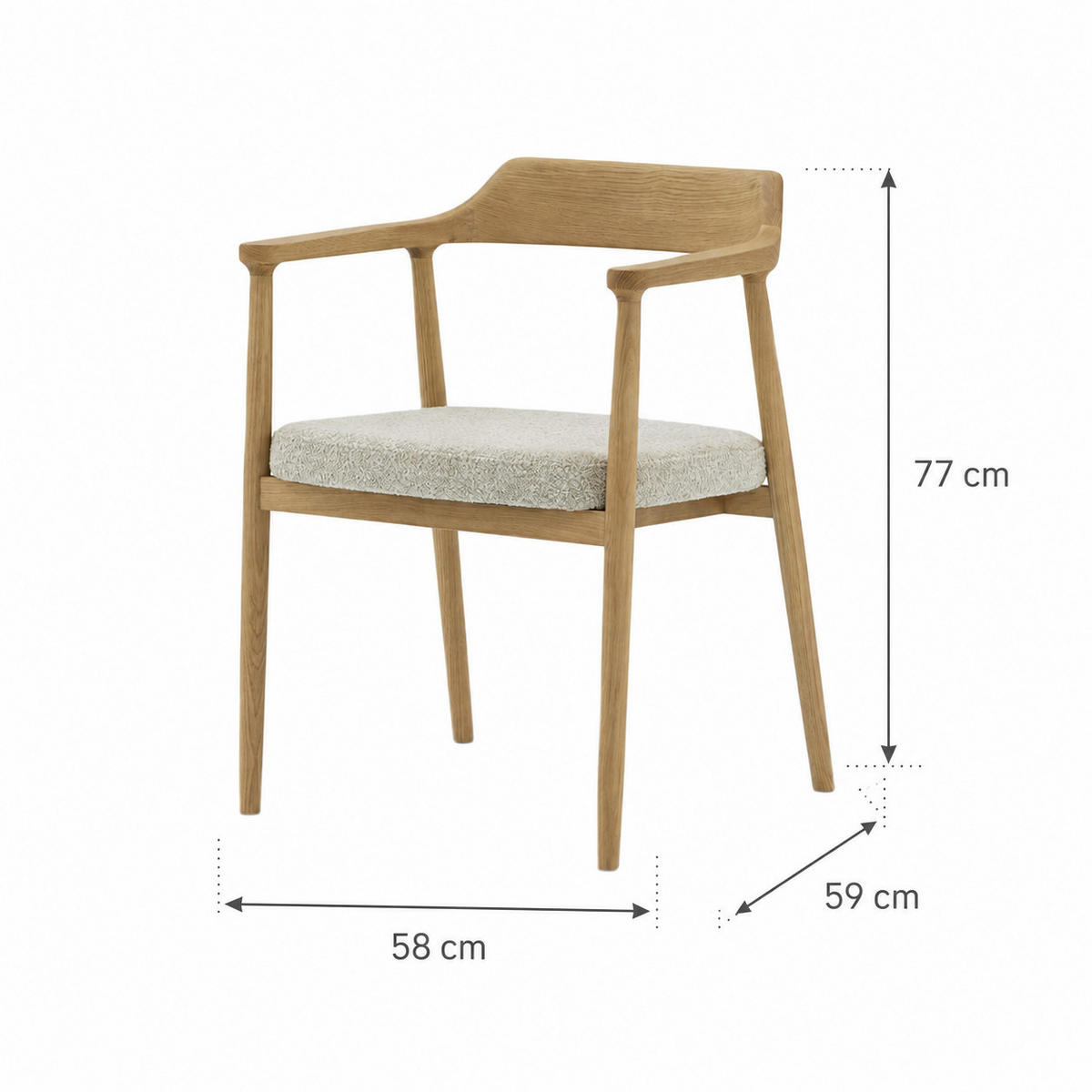 ESSZIMMERSTUHL Bergen beiger Sitz - Beige, Holz (58/77/59cm) - WOODEK