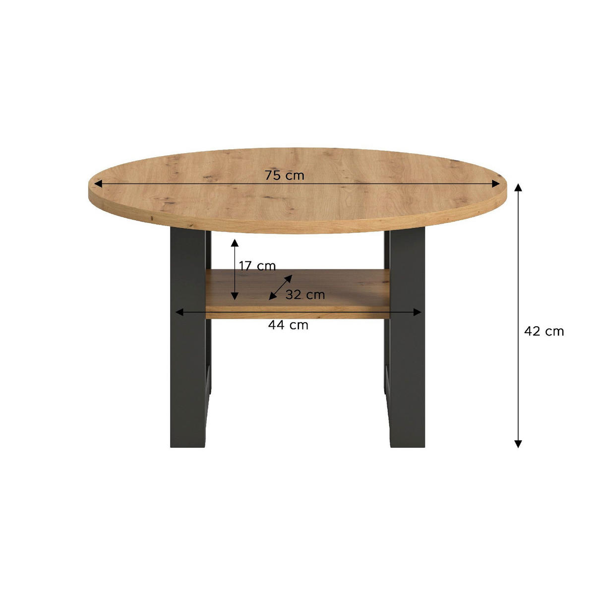 COUCHTISCH Seattle 75/75/42 cm - Schwarz/Braun, Holzwerkstoff (75/75/42cm) - Xonox