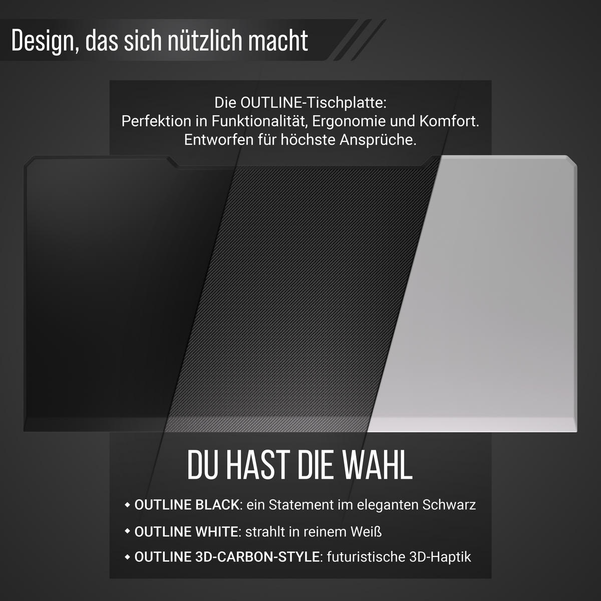 TISCHPLATTE 180x80, Schreibtischplatte 180x80 cm - Outline, Weiß - Weiß, Holzwerkstoff (180/80/2.5cm) - Ultimate Setup