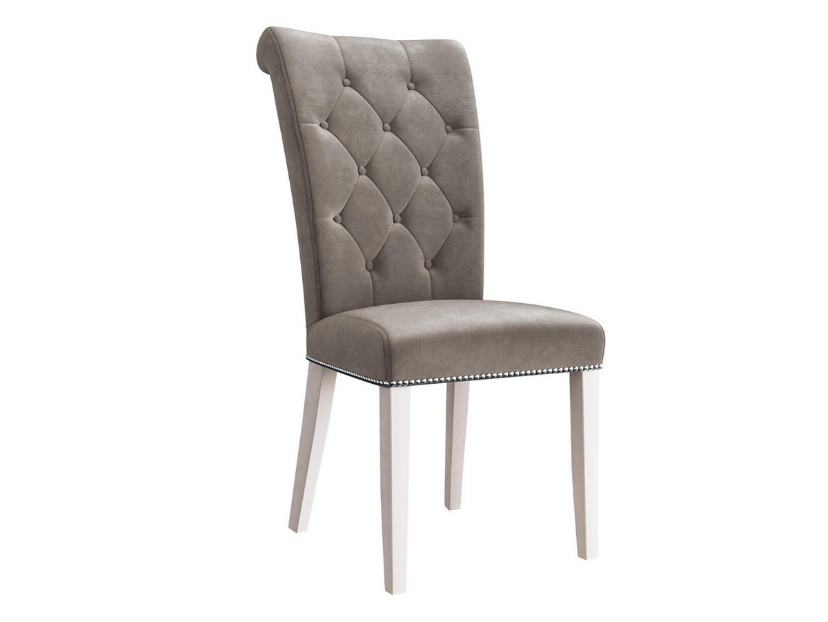 POLSTERSTUHL Christina, Holzfarbe: Weiß - Weiß/Grau, Holz/Textil (47/103/68cm) - MIRJAN24