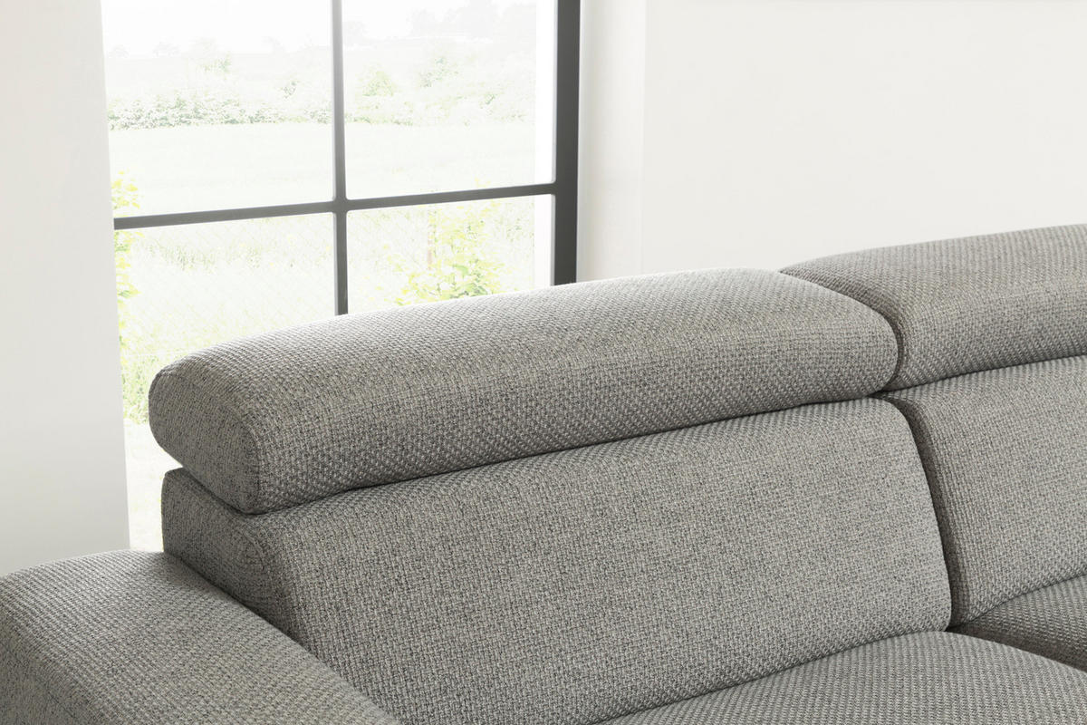 WOHNLANDSCHAFT RISO Grau Webstoff - Schwarz/Grau, Textil (331/81/240cm) - KAWOLA