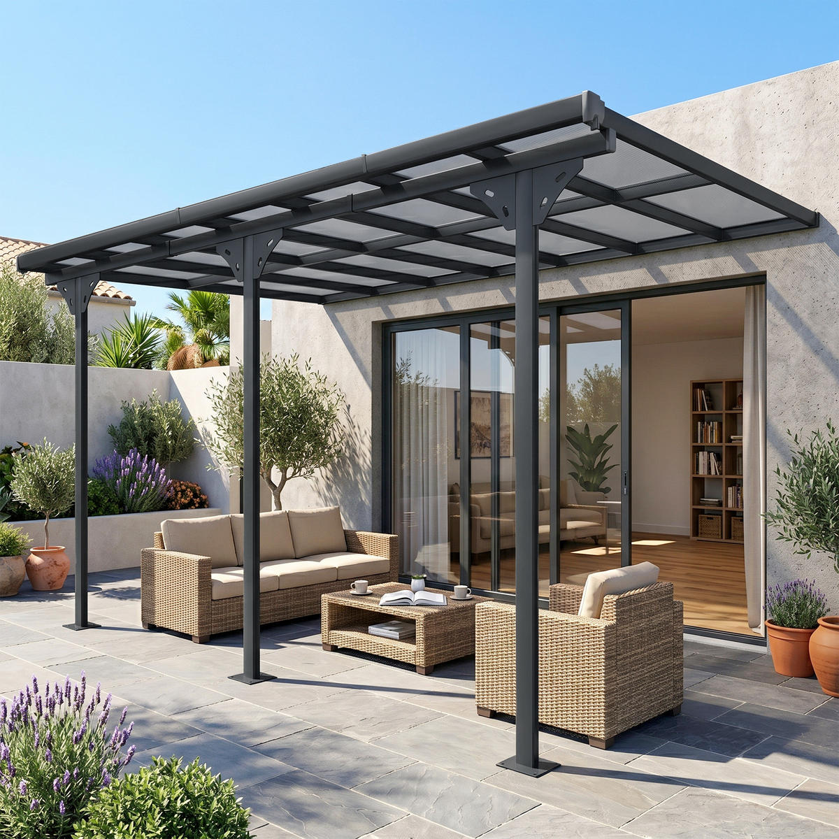 PERGOLA Pavillon Aluminium Grau - Grau, Metall (302/250/435cm) - Outsunny