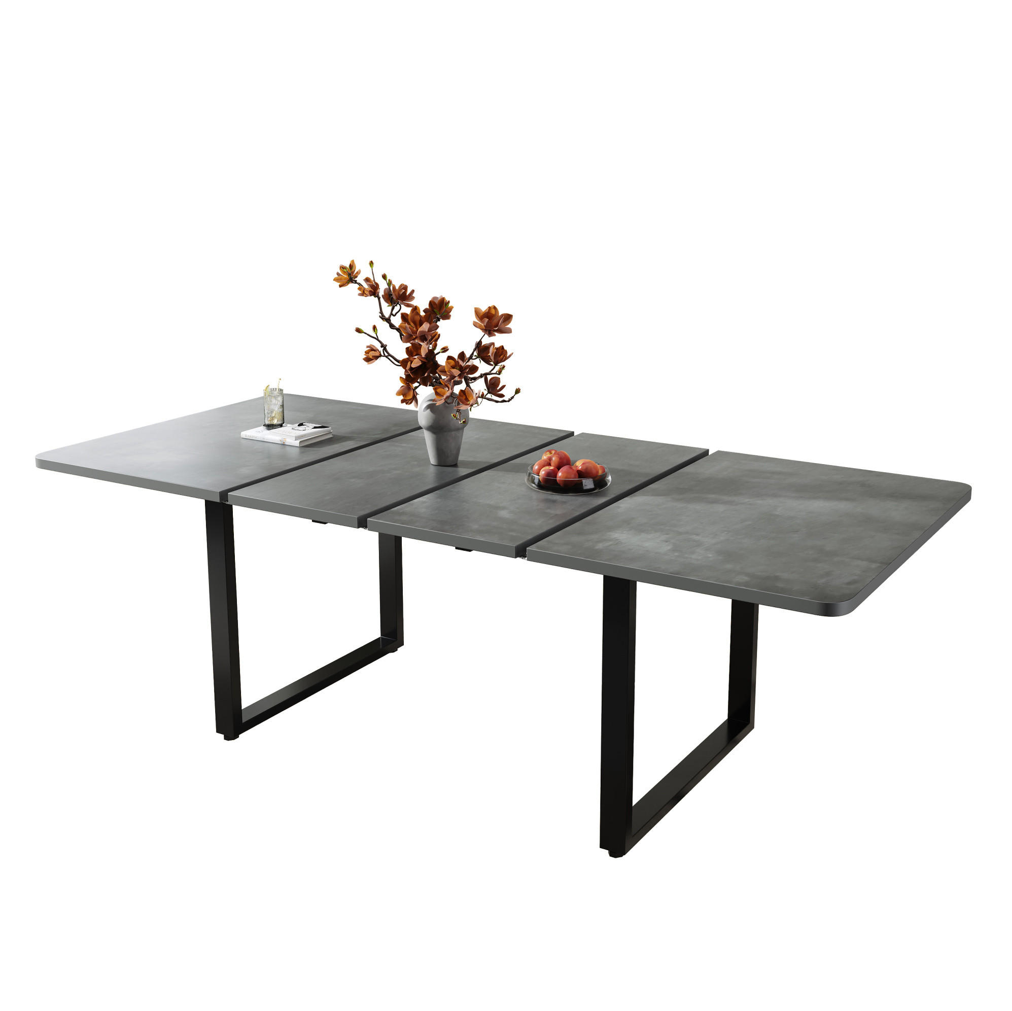 AUSZIEHTISCH 140-220/80 cm in Grau mit Metallgestell für 6 bis 10 Personen - Grau, Holzwerkstoff (220/90/75cm) - BEAOK