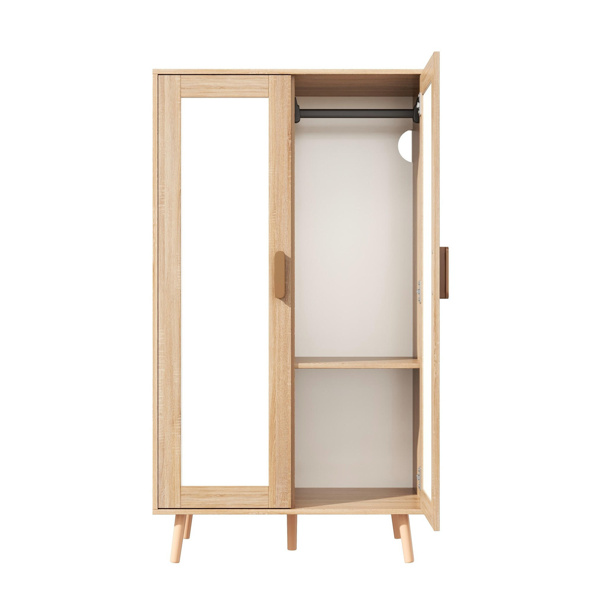 KLEIDERSCHRANK 80/46/141,5 cm weiß/natur aus MDF mit Kleiderstange - Naturfarben, Holzwerkstoff (80/141.5/46cm) - OKWISH