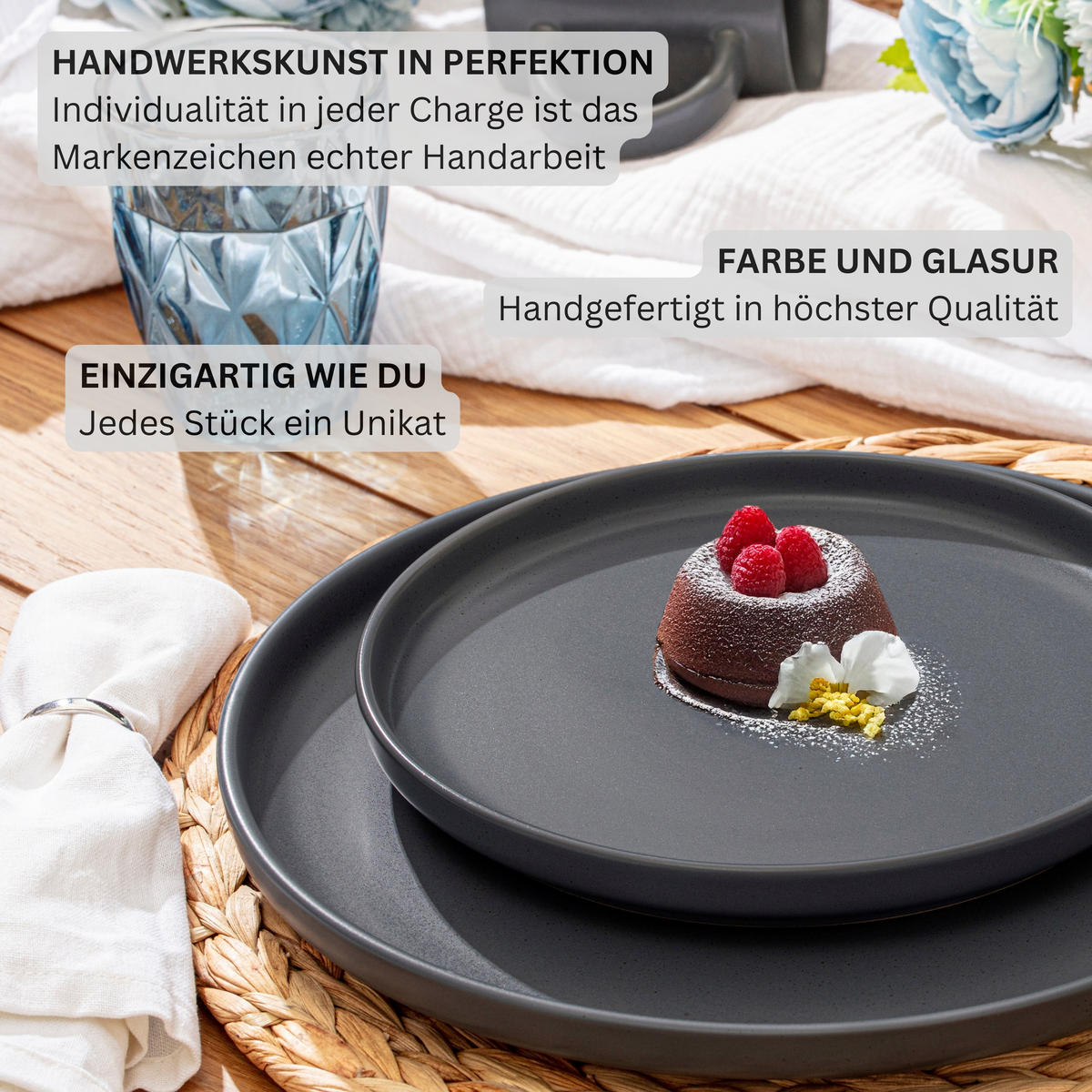 DESSERTTELLER LEEDS NIGHTSKY - 6 teilig aus Steingut - Dunkelgrau, Stein (20.5cm) - Sänger