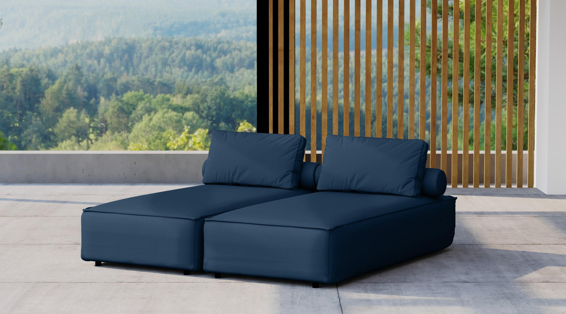GARTENCHAISELONGUE Doppelter MALIBU Marineblau - Blau, Holz (180/73/194cm) - Kaiser Möbel