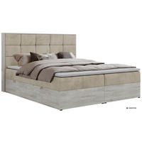 BOXSPRINGOVÁ POSTEĽ ALNOR 200/200 Béžová Samet - Topper Visco - H3 (stredne tvrdý) - čierna/béžová, textil/plast (200/200cm) - MKS