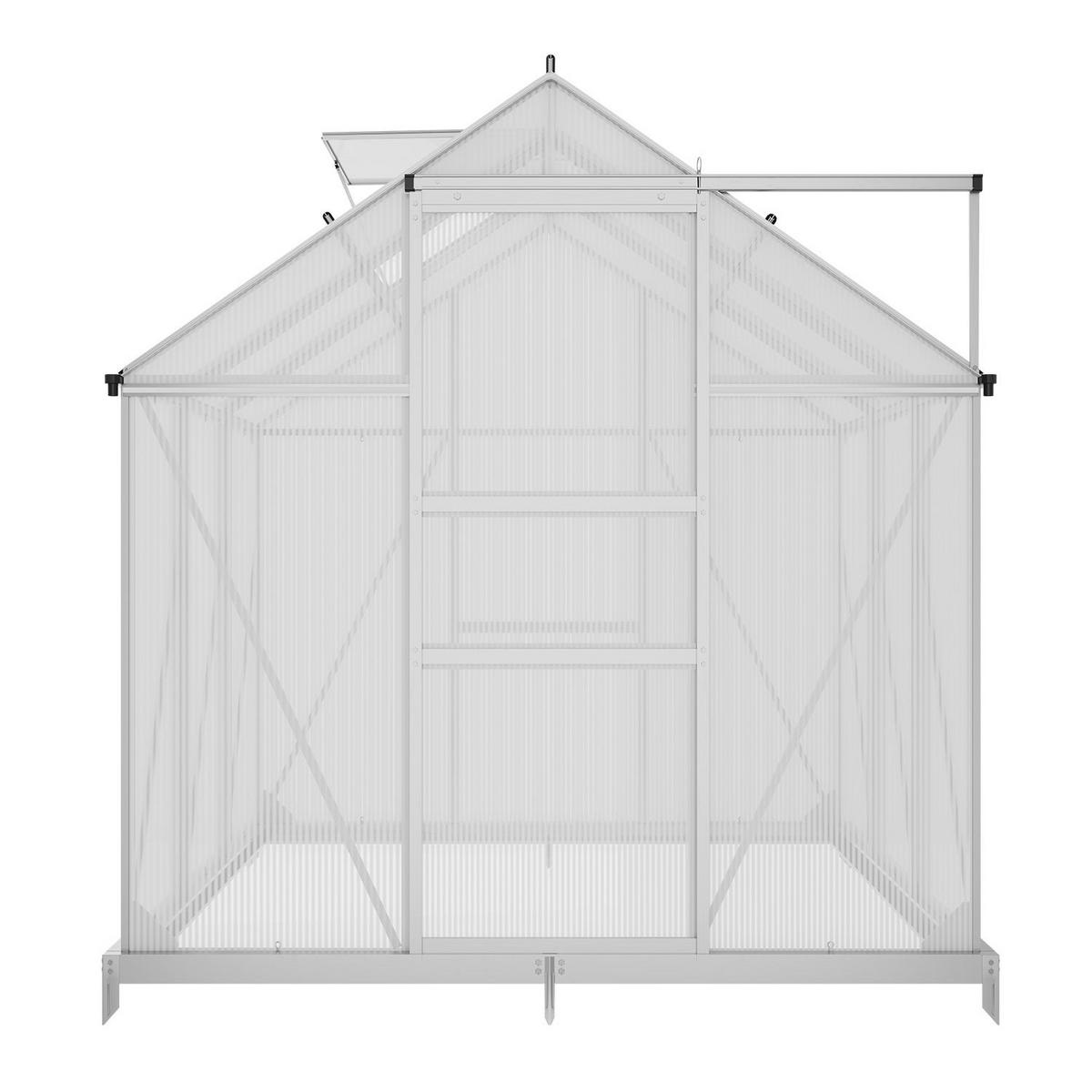 GEWÄCHSHAUS 3,6 m² inkl. Fundament 190x190x198 cm - Silberfarben, Metall (190/198/190cm) - Juskys