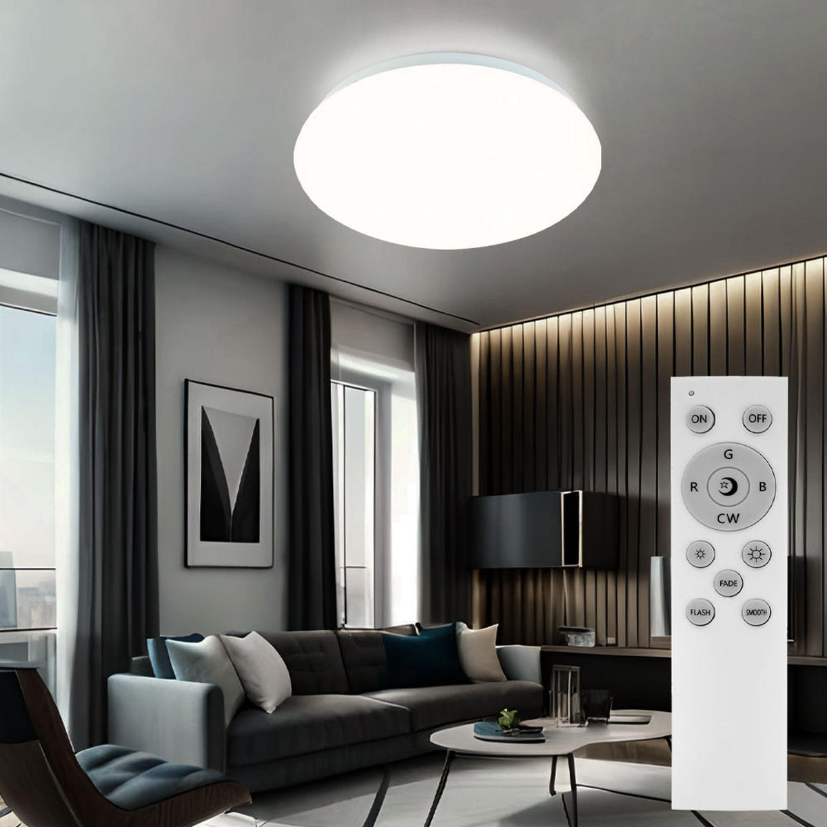 LED DECKENLEUCHTE Weiß mit RGB Farbwechsel - Weiß, Metall (25/25/9cm)