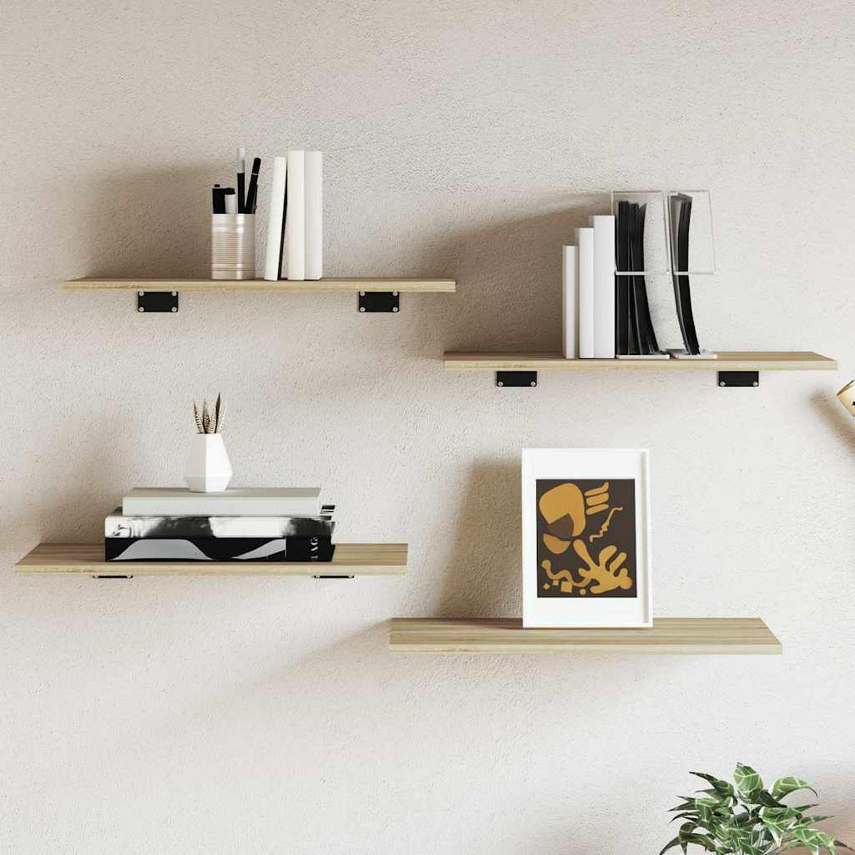 BÜCHERREGAL-BRETTER 4Er Set Sonoma-Eiche 60/30/1,5 Cm - Sonoma Eiche, Holzwerkstoff (30/1.5/60cm) - vidaXL