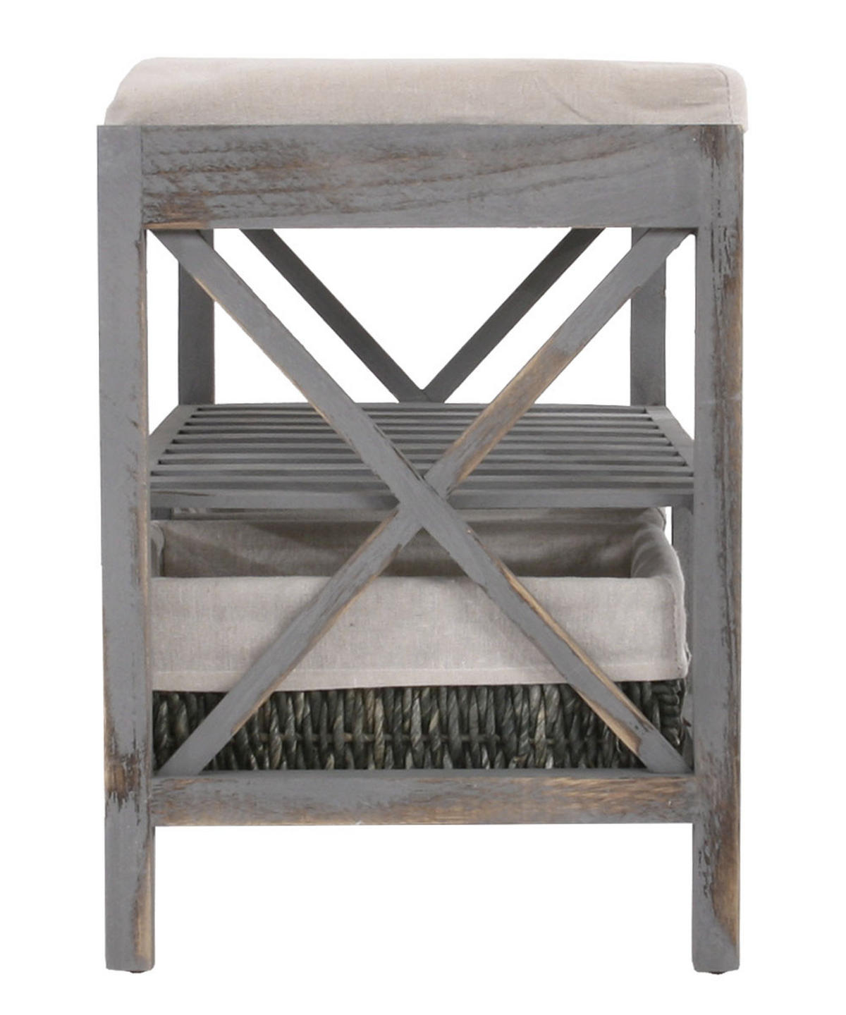 SCHUHREGAL SITZBANK Grau, Cremeweiß - Weiß/Grau, Holz (65/45/34cm) - MCW