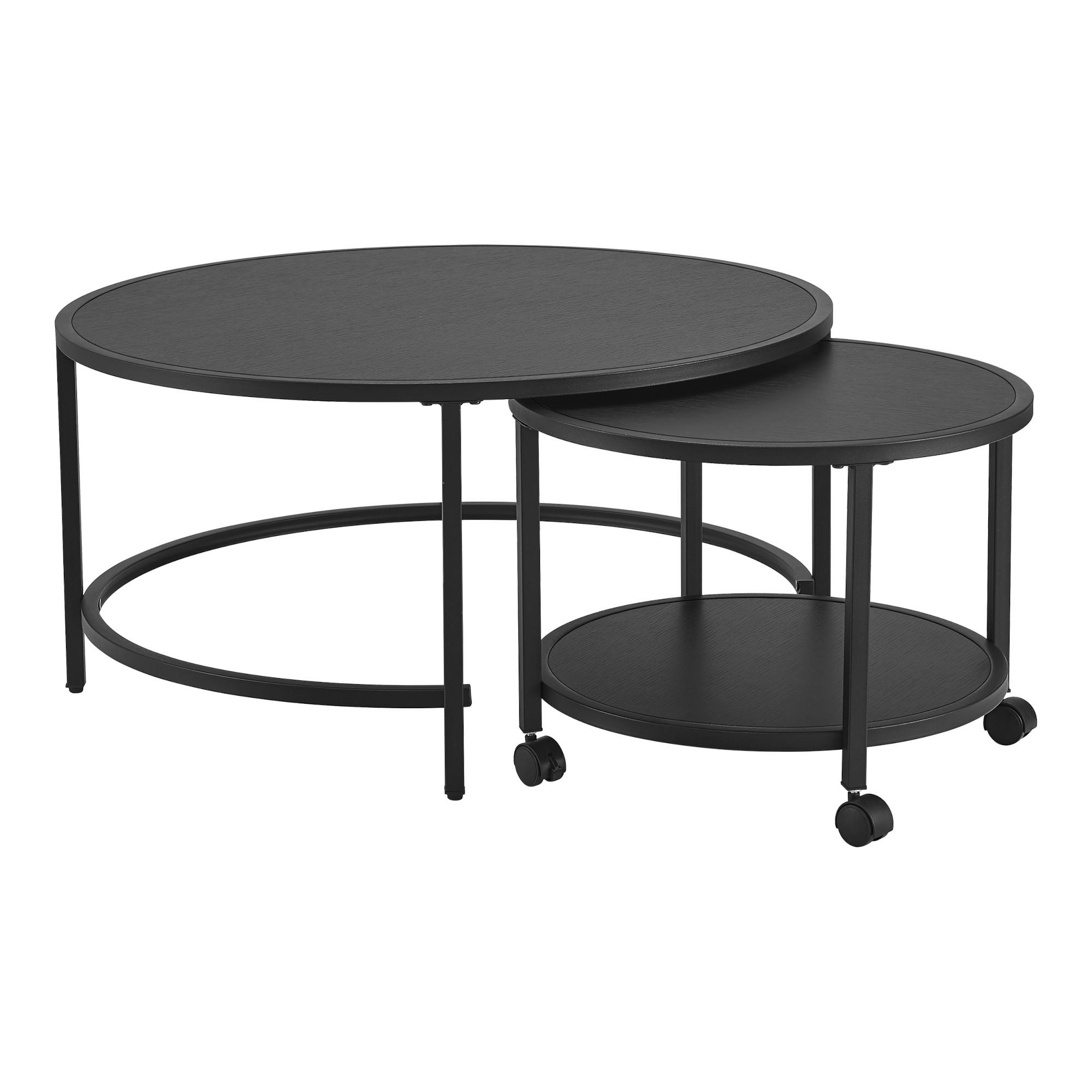 COUCHTISCH SET Værøy 2-teilig 80/80/40 - Schwarz, Holzwerkstoff (80/80/40cm) - [en.casa]