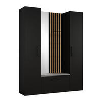 GARDEROBENSCHRANK MODULO 160,6/204/40 cm Modern Garderobe-Set Schwarz - Schwarz/Grau, Holzwerkstoff (160.6/204/40cm) - MASSENO