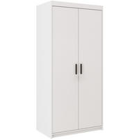 DREHTÜRENSCHRANK Elena mit 2 Türen, ohne Spiegel, Weiß - Weiß, Holzwerkstoff (90/190/53cm) - Beautysofa