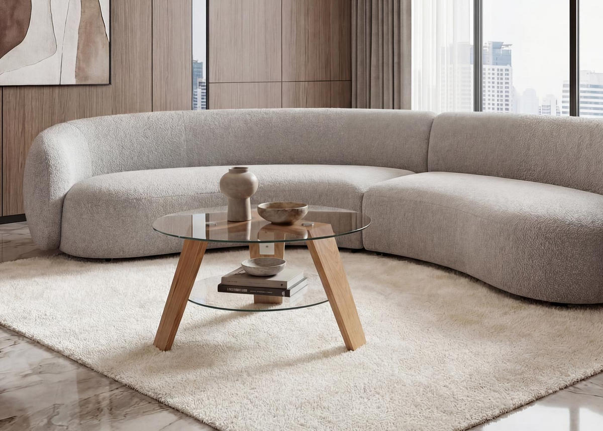 OKROGLA MIZA ZA DNEVNO SOBO Rjava - rjava, les (75/75/40cm) - MCW