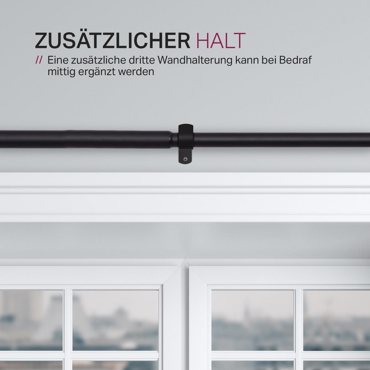 GARDINENSTANGENSET 120-220cm Schwarz Kugel - Schwarz, Metall (120cm)