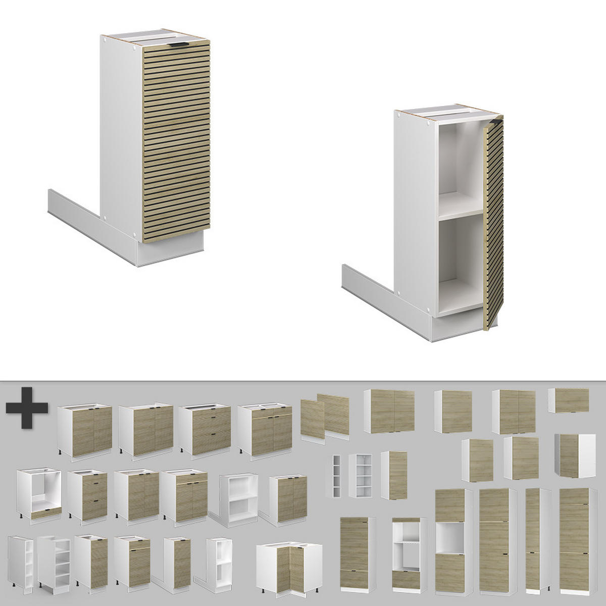 KUCHYŇSKÝ OSTRŮVEK Fame-Line Dubový panel - bílá/barva dubu, kompozitní dřevo (30/82/70cm) - Vicco