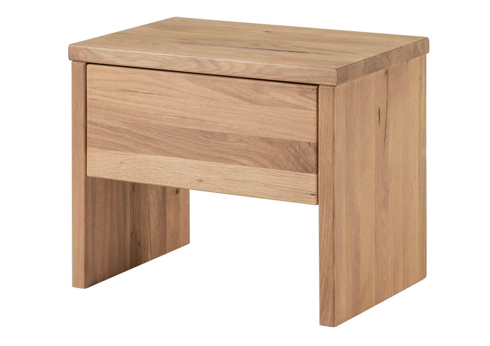 NACHTTISCH Wildeiche 50x35x40 bianco geölt JANGALI #119 - Beige, Holz (50/40/35cm) - Massivmoebel24