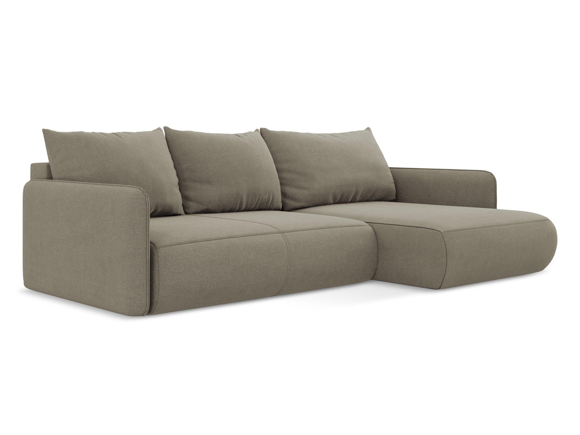 ECKSOFA mit Schlaffunktion Strukturstoff Stoff Beige - Beige/Schwarz, Kunststoff/Textil (240/148cm) - Makamii