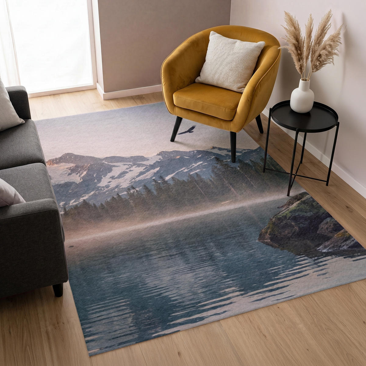 KOBERCE - Hory - Voda - Stromy - 140x200 cm - viacfarebná, textil/plast (140/0.4cm) - OnlyWow