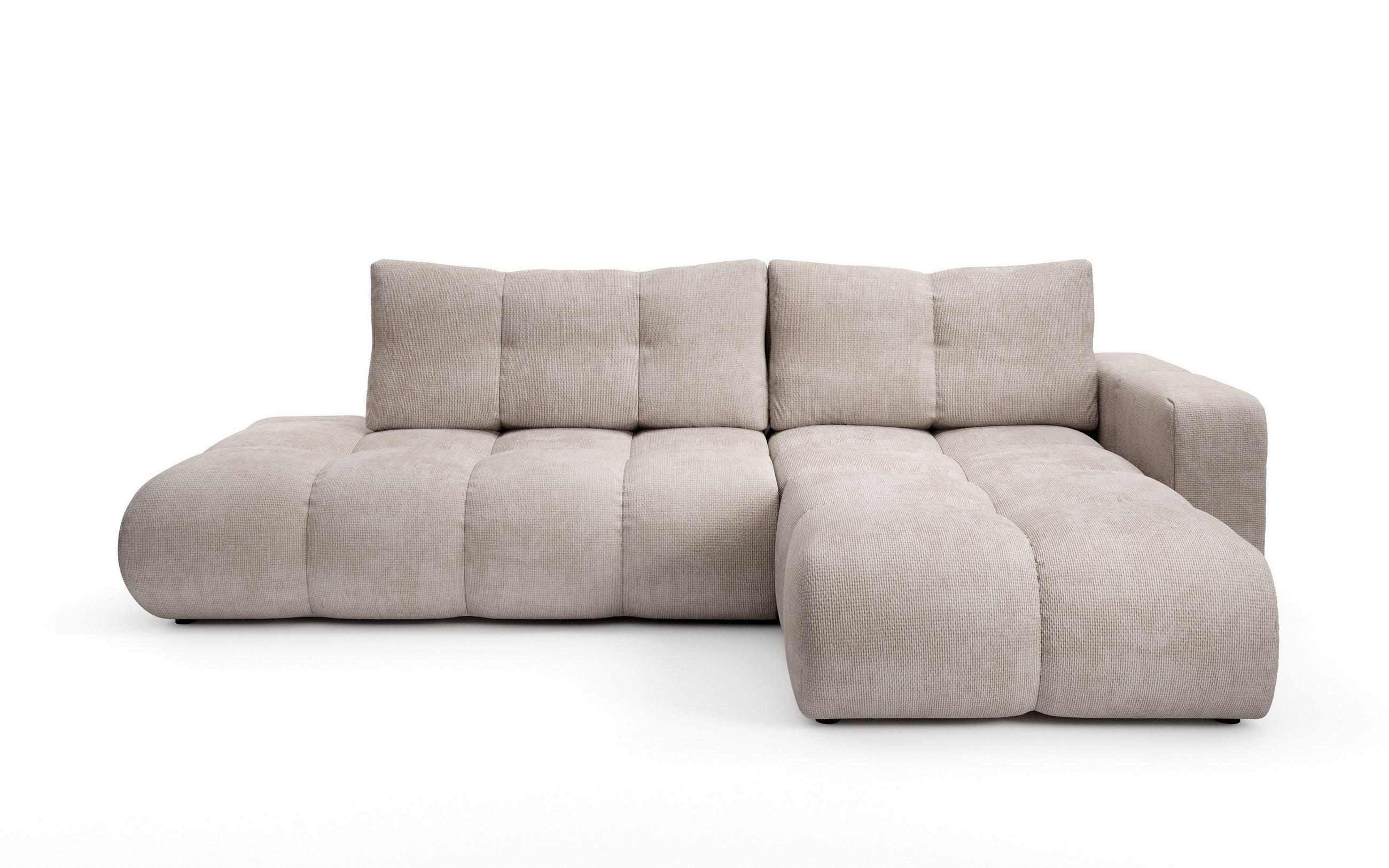 ECKSOFA DUCA R-S Beige Chenille mit Schlaffunktion - Beige, Holz (266.5/266.5cm) - MASSENO