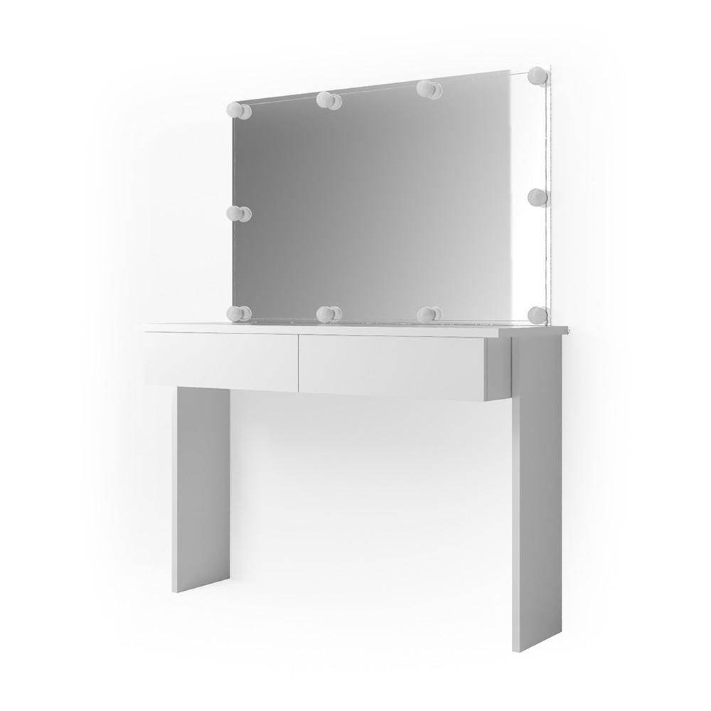 SCHMINKTISCH Azur Weiß 120 cm mit LED Beleuchtung - Weiß, Holzwerkstoff (120/83/40cm) - Vicco