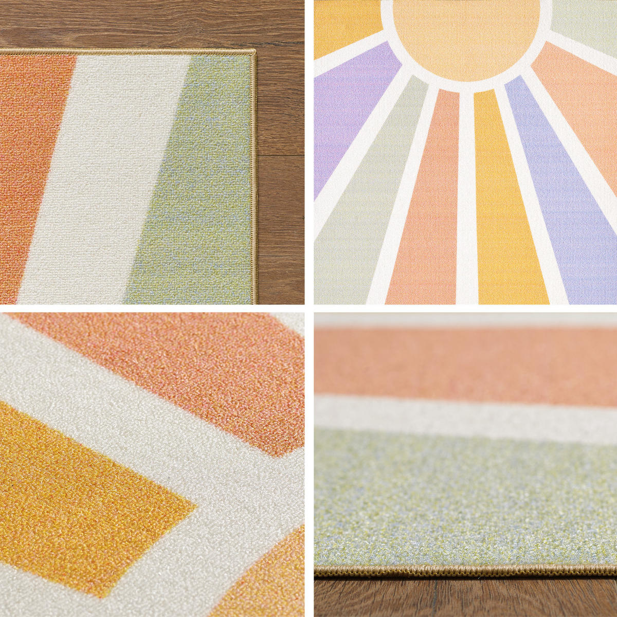 TEPPICH Kinder Flachgewebe Sonnenstrahlen-Motiv Polyamid rutschfest Kinderzimmer Multi Läufer 80x120 - Multicolor, Textil (80/120cm) - KADIMA DESIGN