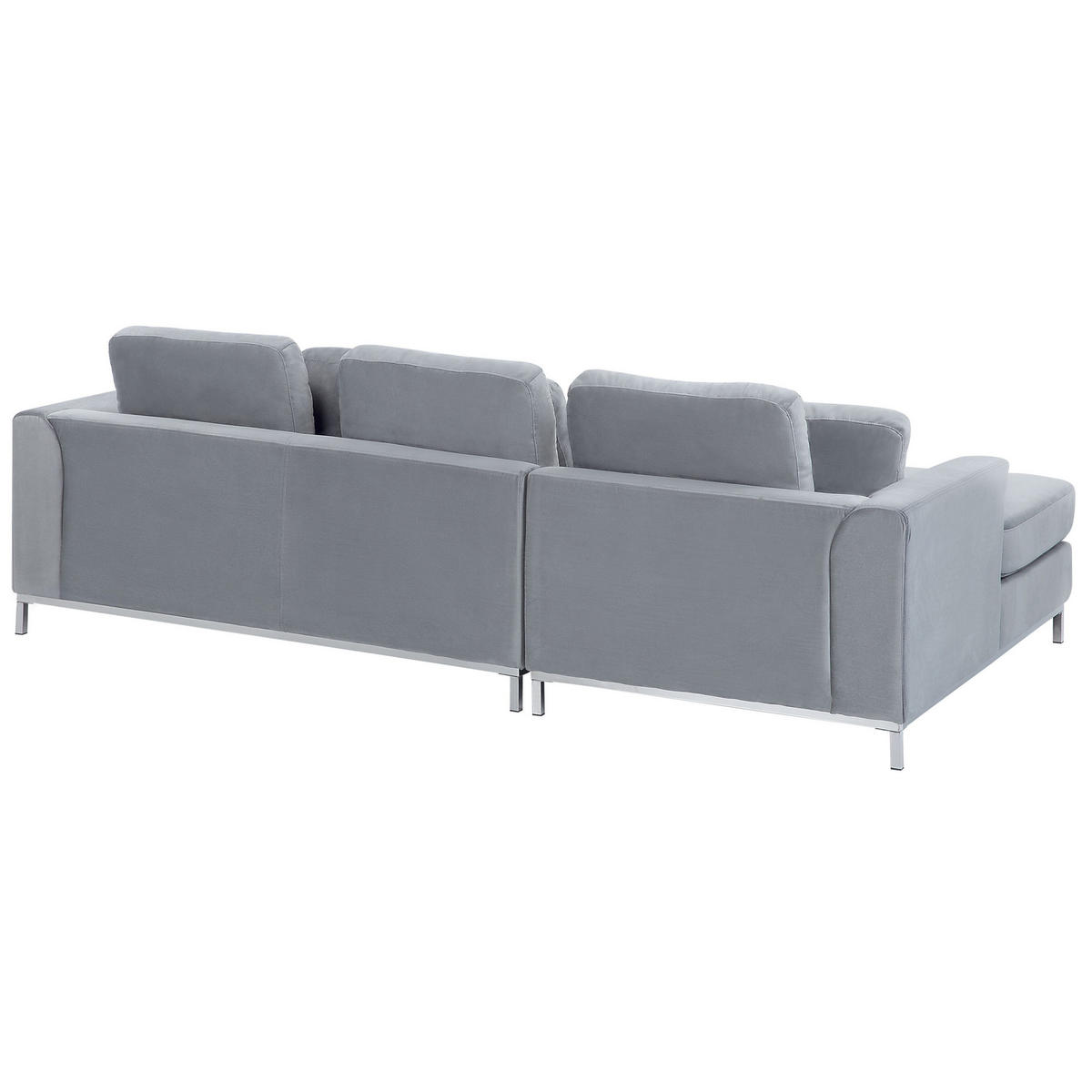 ECKSOFA Samtstoff Grau rechtsseitig Oslo - Grau, Textil (270/151cm) - Beliani