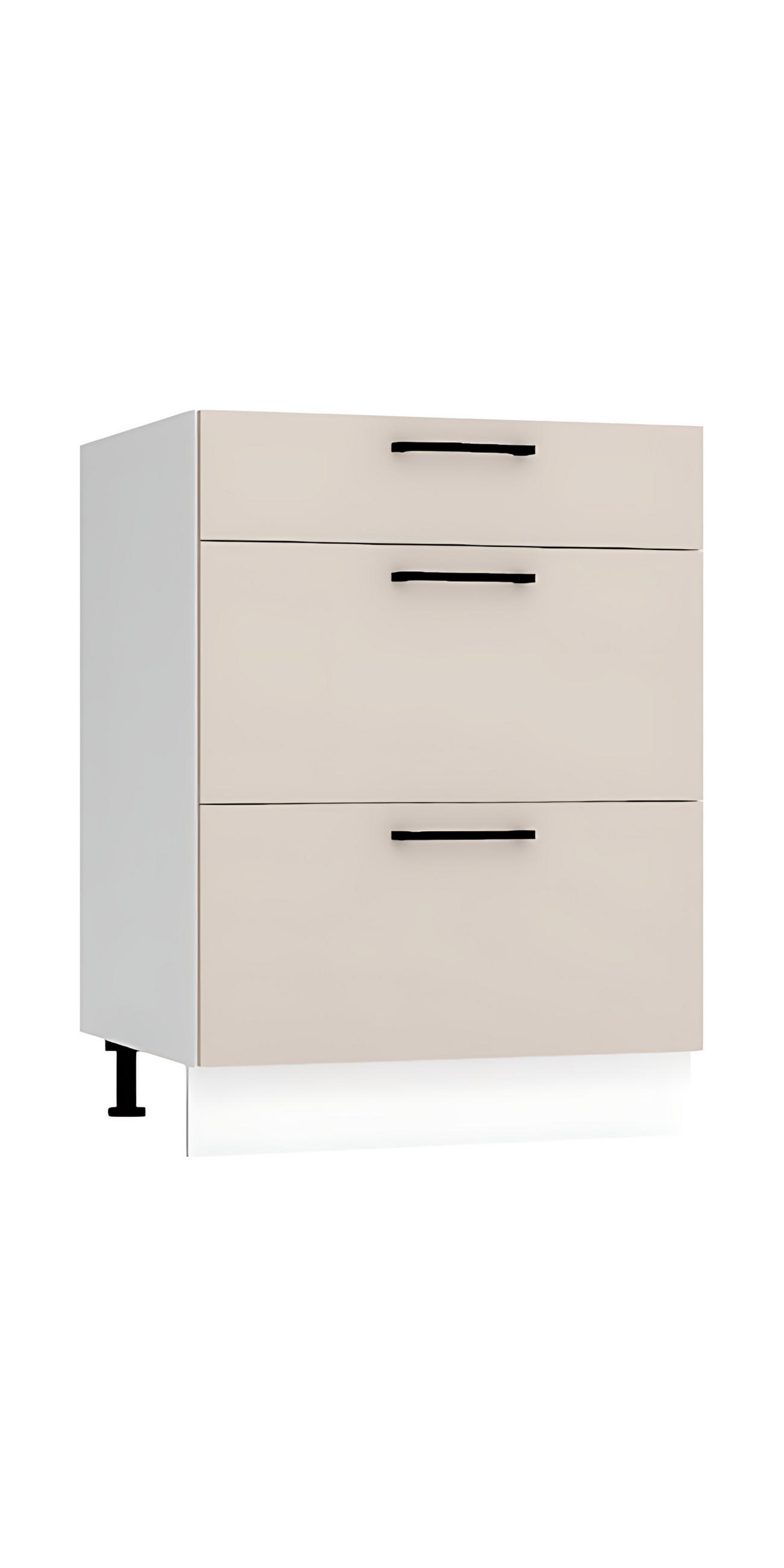 UNTERSCHRANK D60S3 - Morvex - 3 Schubladen für effiziente Organisation - Beige, Holz/Metall (60/82/52.4cm) - ROYAL24_MARKT