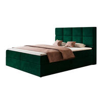 BOXBETT ROMA mit 2 Bettkästen, 160x200, Farbe: Dunkelgrün, Velourstoff, Doppelbett mit Bonell-Matratze - Dunkelgrün, Holz/Kunststoff (160/200cm) - Alpi-Möbel