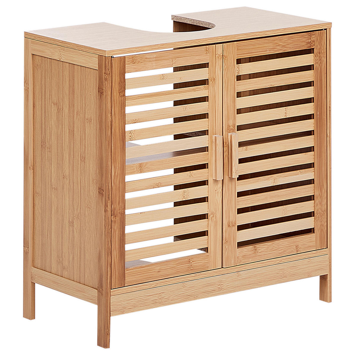 WASCHBECKENUNTERSCHRANK Heller Holzfarbton Missoula - Hellbraun, Holz (60/60/30cm) - Beliani