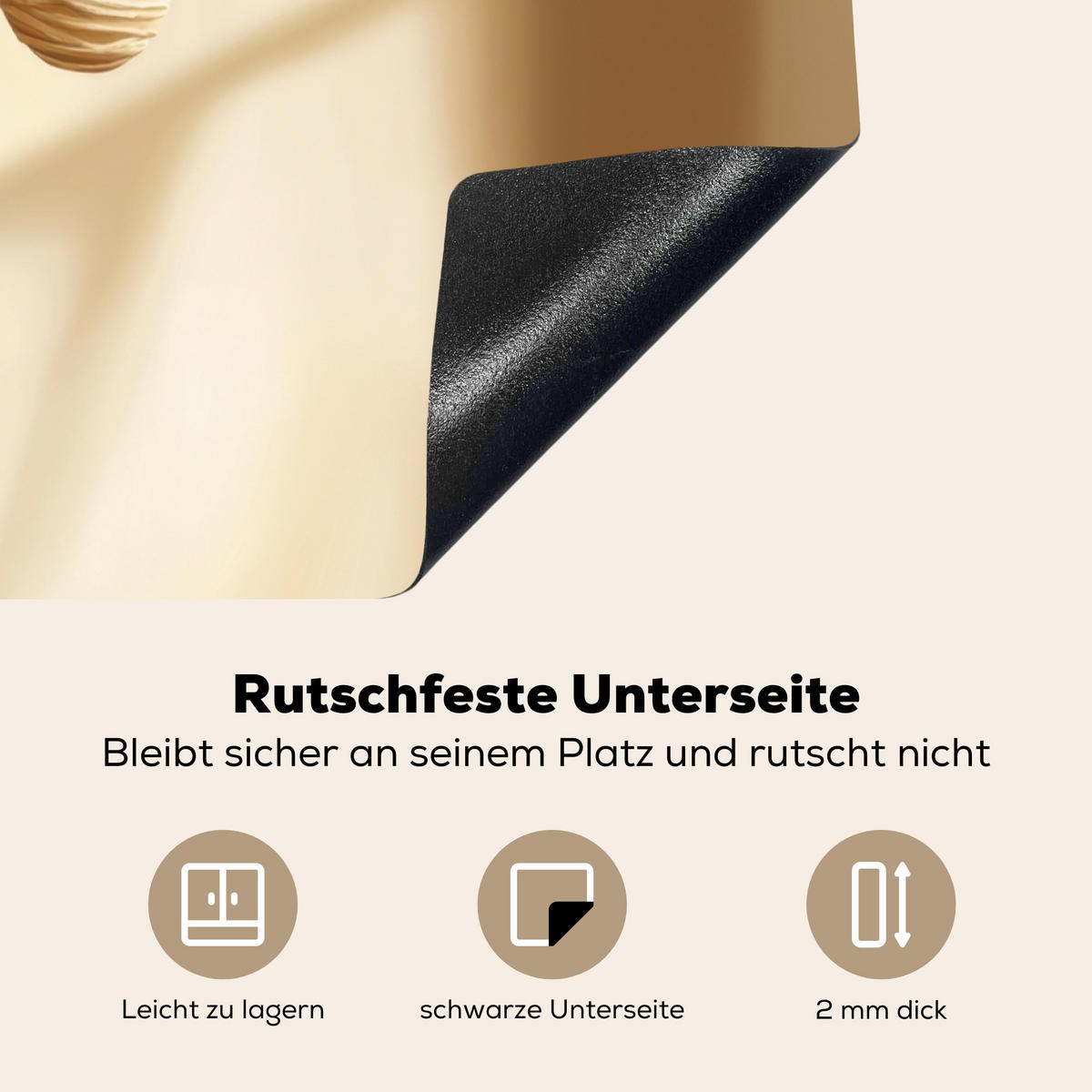HERDABDECKPLATTE Beige - Osterkuchen - Eier Induktionsmatte 77x59 cm - Beige, Kunststoff (77/59/0.2cm) - MuchoWow