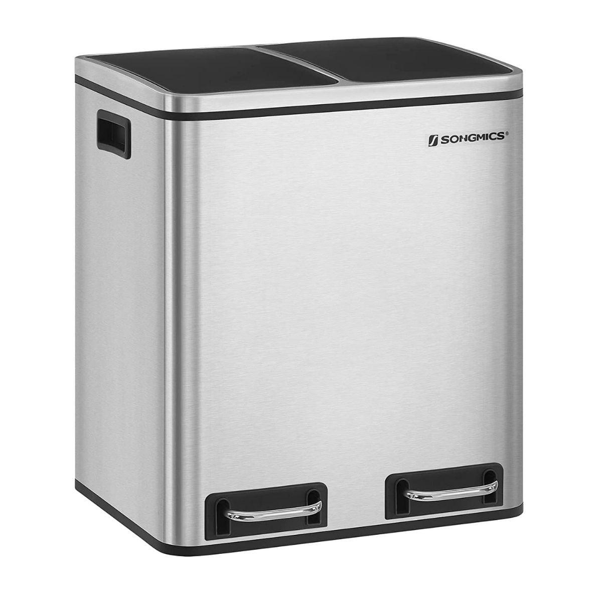 TRETEIMER mit 2 Behältern à 15L - Silberfarben, Kunststoff (36/47/41cm) - Calicosy