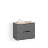 KOMMODE Piave Anthrazit 60 x 50 cm mit 2 Schubladen - Anthrazit, Holzwerkstoff (60/50/40cm) - Livinity®