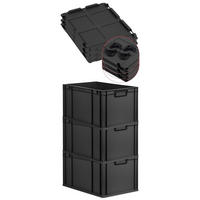 EUROBOX 3x NextGen Color mit Auflagedeckel 32x40x60 cm 65 Liter Schwarz Griffe schwarz zu - Anthrazit/Schwarz, Kunststoff (40/32/60cm) - PROREGAL