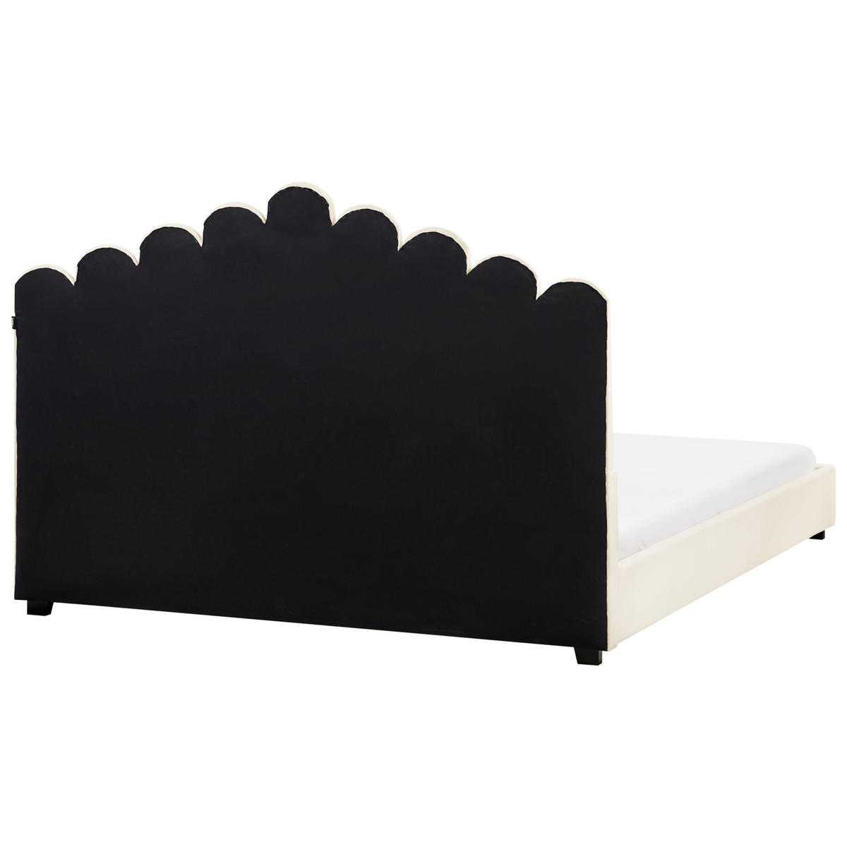 BETT mit Lattenrost 180/200 cm Cremeweiß Vincennes - Schwarz/Weiß, Textil (180/200cm) - Beliani