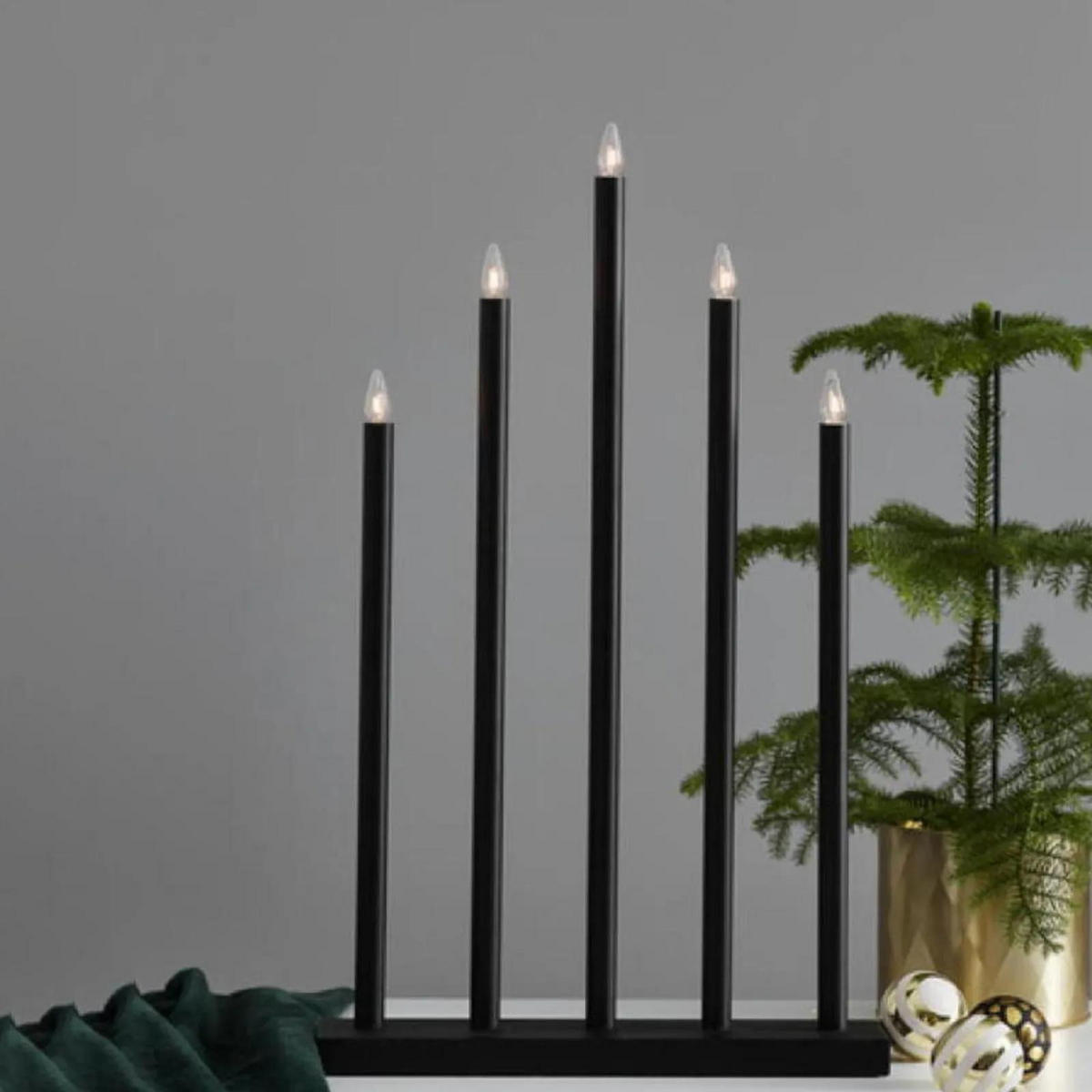 TISCHLEUCHTE Holy Schwarz - Schwarz, Holz (38/38/64cm) - click-licht