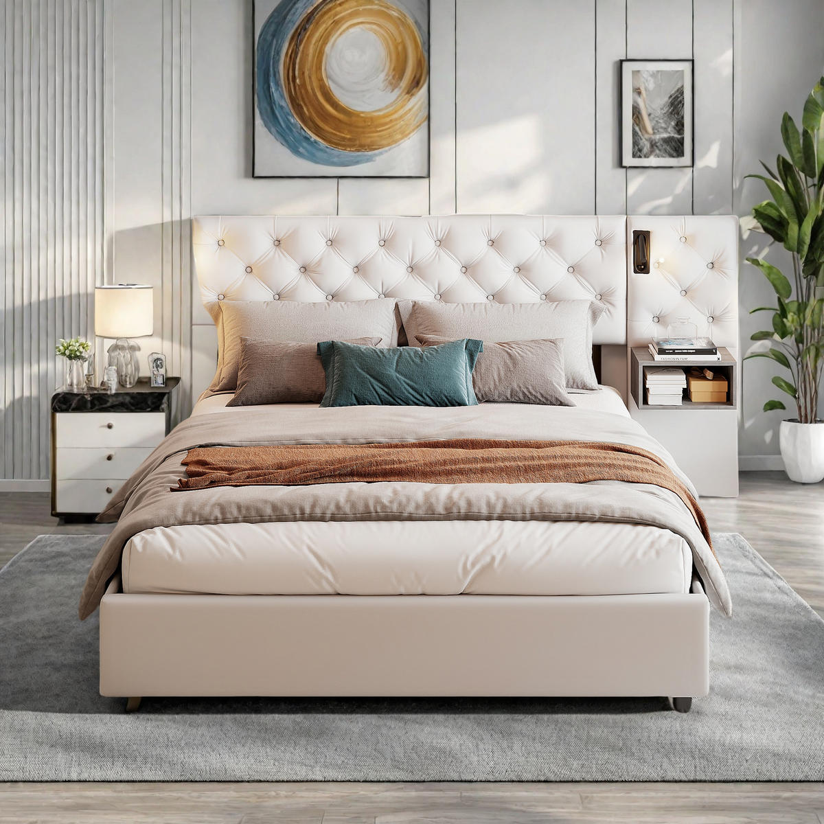 POLSTERBETT 140x200 Weiß LED - Weiß, Metall (140/200cm) - SHOPENTRA