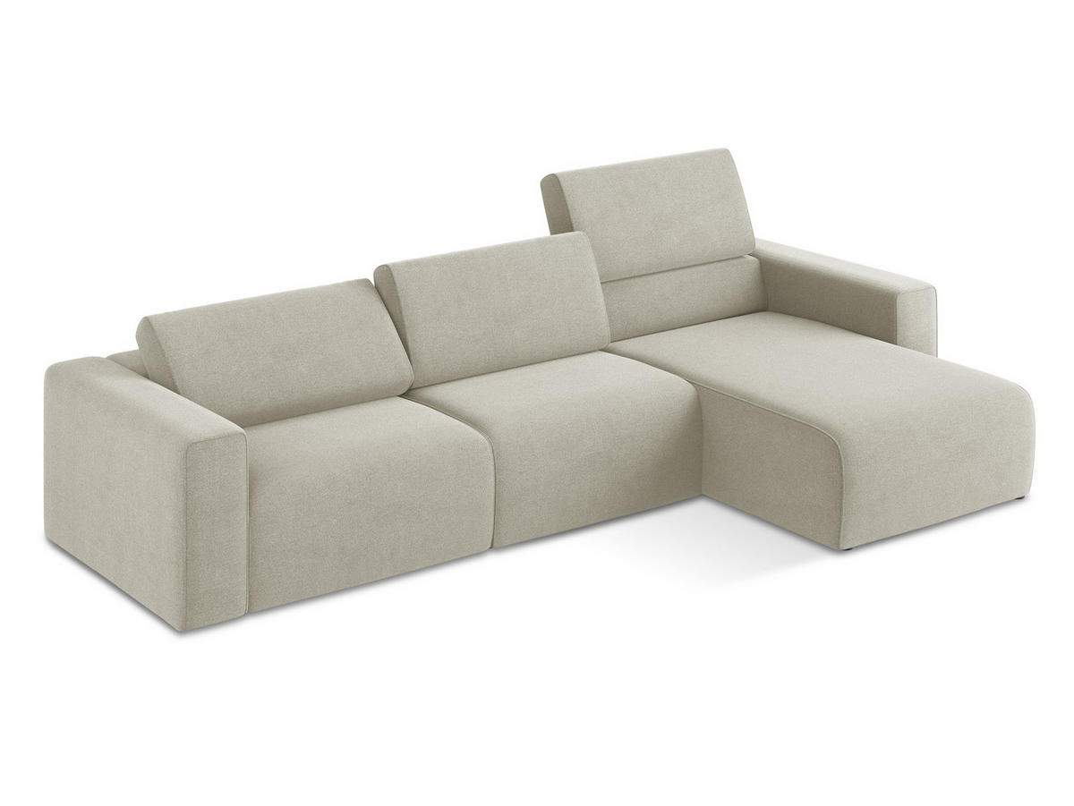 ECKSOFA Links Strukturstoff Stoff Beige - Beige/Creme, Kunststoff/Textil (314/167cm) - Makamii