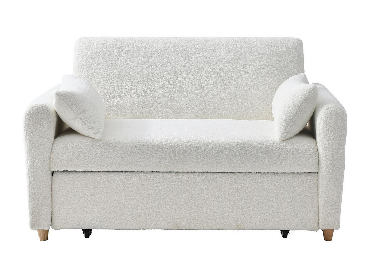 SOFA 2-Sitzer mit Schlaffunktion - Bouclé-Stoff - Weiß - AYLA - Weiß, Textil (140/86/87cm) - Vente-Unique